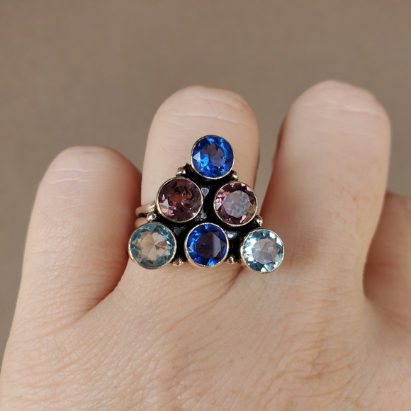 New Amethyst and Blue Quartz 925 Silver Ring. - Picture 2 of 12